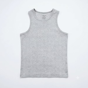 Débardeur sans manches en coton gris pour homme, col rond, style décontracté tricoté uni - Product Image 2
