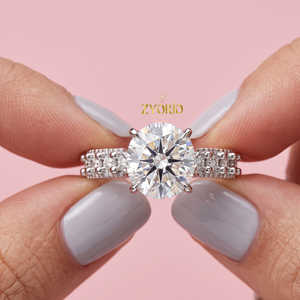 Bague de fiançailles de luxe certifiée en or 14 carats avec diamant de laboratoire Mantra Diamond 4 carats E VVS2 taille brillant pour femme - Product Image 3