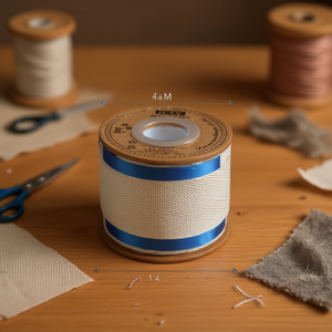 Nastro di cotone Ilan 4 cm x 5 m con motivo a spina di pesce per lavori artigianali - Product Image 2