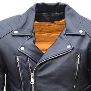 Chaqueta de cuero de carreras de motos de alta calidad personalizada, chaqueta de montar con cuello levantado y cremallera con bolsillo lateral y MOQ bajo - Product Image 4