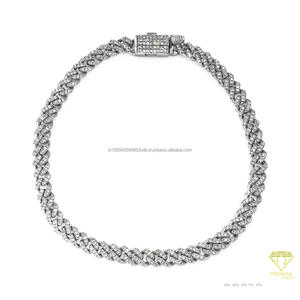 Luxury Moissanite Diamond Cuban <b>Bracelet</b> Made with 925 <b>Sterling</b> <b>Silver</b> Featuring Slim Iced Links and Elegant Hip Hop Style - Product Image 1