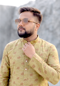 Conjunto de Kurta y Pijama de Seda para Hombre, Estampado Butti en Contraste, Ropa India y Pakistaní para Fiestas - Product Image 3