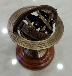 5" Nautical Brass Armillary Sphere World Globe Rosewood Base Table Decor Gift handcrafted nautical decor - Product Image 4