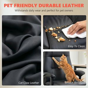 Sedia da Ufficio Direzionale in Ecopelle Ergonomica con Vibrazione a 6 Punti, Adatta per Animali Domestici, Nera - Product Image 6