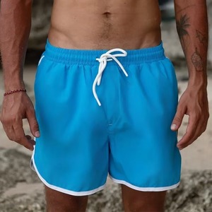 Shorts de plage pour hommes OEM, couleur unie avec contraste de couleur personnalisé, maillots de bain durables à séchage rapide, bas de tenue d'été, vente en gros - Product Image 3