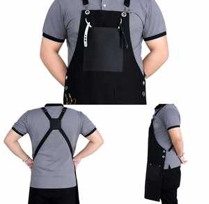 Delantal Profesional de Peluquería Ajustable con Tirantes Cruzados en la Espalda, Delantal de Lona para Salón con Bolsillos para Herramientas, Impermeable, para Estilistas de Corte de Cabello - Product Image 1