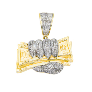 Collar con Colgante de Diamantes y Oro en Forma de Pila de Dinero, Cadena de Cuerda, Joyería Hip Hop para Hombre - Product Image 3