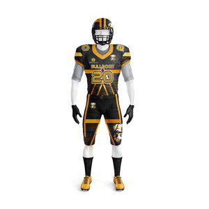 Uniforme de Fútbol Americano Personalizado al por Mayor en Negro y Dorado – Conjunto de Camiseta y Pantalones Sublimados, Ropa Deportiva Transpirable para Hombre - Product Image 2