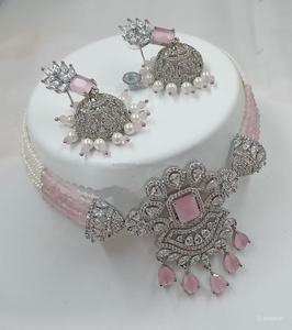 Conjunto de joyería nupcial de diamante americano clásico, collar y pendientes de dos piezas para boda, estilo clásico de moda - Product Image 1