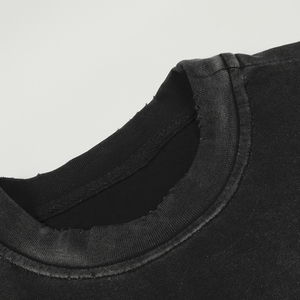 Vintage Waffle Sleeve <b>Patchwork</b> Black Washed Heavy Weight Wholesale T-<b>shirt</b> for Streetwear longsleeve - Product Image 3