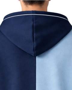 เสื้อฮู้ดซิปผู้ชายสีกรมท่าและฟ้า ตัดกันเป็นสองสี ผ้าฝ้ายฟลีซเนื้อนุ่ม สไตล์ลำลอง สตรีทแวร์ เสื้อแจ็คเก็ตฤดูหนาว ผลิตตามสั่งจากโรงงาน - Product Image 6