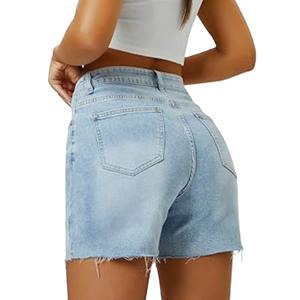 Shorts de mezclilla de cintura alta y pierna recta para mujer, estilo urbano, sexy, venta al por mayor - Product Image 2