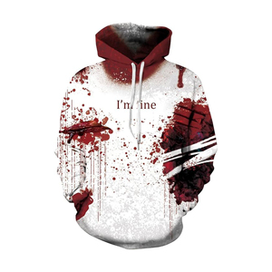 Sudadera Unisex Blanca con Estampado de Salpicaduras de Sangre y Frase 'I'm Fine', Corte Regular, Informal, Otoñal, Tejida en Poliéster con Estampados por Sublimación - Product Image 4
