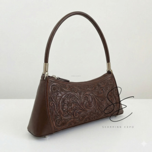 Bolso de Hombro de Cuero Genuino Repujado Vintage para Mujer, Bolso de Mano con Asa Superior y Diseño Floral, Bolsos de Diseñador Personalizados de Boutique - Product Image 1