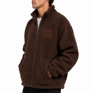 Men's Sherpa <b>Fleece</b> <b>Jacket</b> Full Zip Collar Stand Collar Casual Winter Outerwear <b>Lined</b> Loose Fit Fabric For Men Sherpa <b>Jacket</b> - Product Image 3
