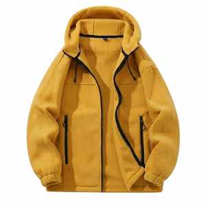 <b>Men's</b> Hooded Fleece <b>Jacket</b> Waterproof Windproof Winter Sport Wear Full Sleeve Drawstring Outdoor <b>Jacket</b> - Product Image 5