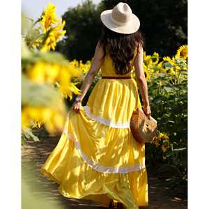 เดรสแม็กซี่ผ้าชีฟองสีเหลืองฟินช์ทรงเอไลน์พร้อมเอวทรงเอ็มไพร์ - Product Image 5