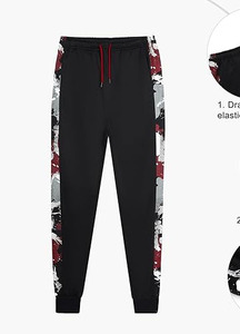 Conjunto Deportivo Urbano para Hombre con Sudadera con Estampado de Grafiti y Pantalones Jogger, Negro y Borgoña, Informal, Transpirable - Product Image 6