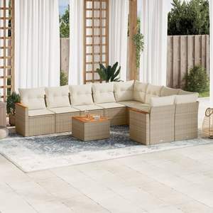 Conjunto de Sofás de Jardín Beige, Muebles de Ratán para Exteriores con Cojines de Espuma de Alta Densidad, Diseño Contemporáneo Impermeable - Product Image 3