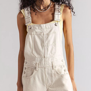 Summer Eco-Friendly Breathable Denim Jean <b>Jumpsuit</b> Women Overalls Mid Waist Regular Fit Dungarees Light Wash Solid Color Casual - Product Image 5