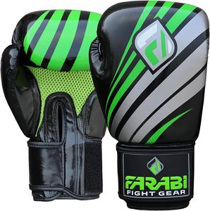 Gants de MMA Farabi en cuir PU respirant avec fermeture antidérapante à séchage rapide pour l'entraînement des adultes arts martiaux Muay Thai Vert - Product Image 3