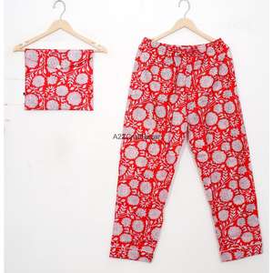 Conjunto de Pijama de Verano 100% Algodón con Estampado Floral Vintage para Mujer, con Cintura Elástica y Mangas Largas, Ropa de Playa y para Estar en Casa - Product Image 3