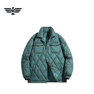 Chaqueta de Invierno Personalizada para Hombre, Impermeable, Acolchada con Diseño de Diamantes, con Botones, Aislante, Cuello Alto, Color Sólido - Product Image 1