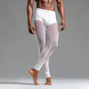 Legging de plage pour homme à taille haute avec cordon de serrage, séchage rapide, transparent, léger, en maille, style urbain - Product Image 1