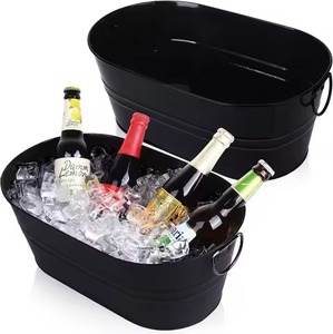 Bañera de hielo metálica para eventos, enfriador de bebidas de acero inoxidable, cubo enfriador para fiestas, enfriador de vino y cerveza para bar. - Product Image 1