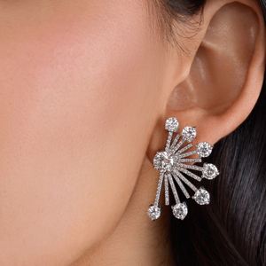 Luxury Star Shape Diamond <b>Stud</b> <b>Earrings</b> For Women Wedding 925 <b>Silver</b> Round Brilliant Cut Jewelry - Product Image 1