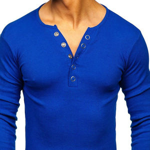 Camiseta de Manga Larga para Hombre, Diseño Nuevo, Corte Holgado, 100% Algodón, Cuello Redondo, Secado Rápido, Transpirable, Estilo Urbano, Precio Económico - Product Image 5