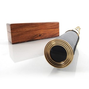 Handheld Telescope in Wood <b>Box</b> Black Leather Finish Nautical <b>Gift</b> Vintage Maritime Decor Collectible 38.1Lx3.81Wx3.81H cm - Product Image 3