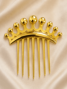 Peigne à cheveux Royal Crown de qualité supérieure, finition dorée, accessoire de mariage élégant pour chignon, ornement de coiffure à vendre - Product Image 5