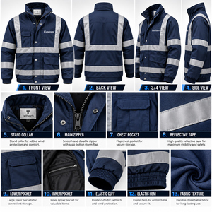 Safety Workwear Winter Jacket Rain Jacket <b>Men's</b> Waterproof Lightweight Reflective <b>Raincoat</b> High Visibility Rain Coat Rain - Product Image 6