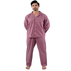 <b>Mens</b> Printed <b>Pajama</b> <b>Set</b> Casual Pattern Shirt Matching Pants Soft Breathable Sleepwear Homewear Night Suit Bulk Order - Product Image 1