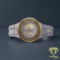 Montre personnalisée avec bracelet en acier inoxydable de 22 mm, entièrement sertie de diamants Moissanite taillés, design classique époustouflant, date arabe, 41 mm, nouvelle arrivée