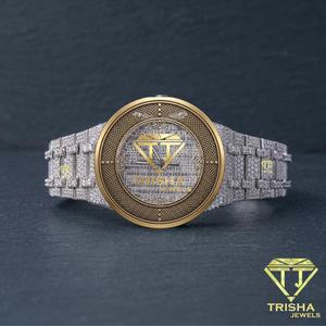 Reloj Clásico Impresionante con Diamantes Moissanite de Corte Completo, Correa de Acero Inoxidable de 22mm, Fecha Árabe, 41mm, Nuevo Modelo - Product Image 1