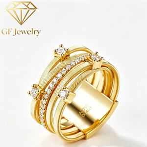 18K Rose Gold Multi Band Lab Grown Diamond <b>Stacked</b> <b>Ring</b> Italian Wire Wrap Style Statement Bridal Jewelry For Women - Product Image 4