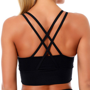 Sujetador deportivo de spandex sin costuras de alto soporte para mujer, diseño sexy con tirantes dobles delgados, ideal para fitness, yoga y gimnasio. - Product Image 5