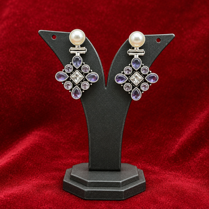 Pendientes de Plata Oxidada con Forma de Campana, con Circonita Corte Pera y Perla de Imitación para Mujer - Regalo de Boda Clásico, Directo de Fábrica - Product Image 1
