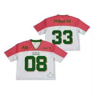 Camiseta de Fútbol Americano Personalizada para Hombre, Impresión por Transferencia de Calor, Malla Transpirable, Corte Regular, 100% Poliéster, Cuello en V, Tallas Grandes, Manga Corta - Product Image 1