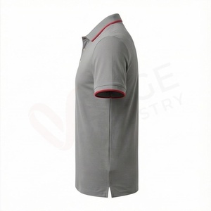 Polo à manches courtes gris pour homme, 100% polyester piqué, respirant, décontracté, design tricoté uni, coupe classique - Product Image 3
