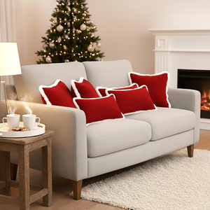 SOGA 6PC Luxury Textured Pillow <b>Covers</b> 4x 45cm Plush Crimson <b>Red</b> and 2x 30x50cm Luxe Burgundy Set of <b>Cushion</b> Cases - Product Image 1