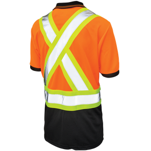 Chemise de sécurité à manches courtes haute visibilité pour homme, vert lime, vêtements de travail réfléchissants, uniforme en polyester - Product Image 4
