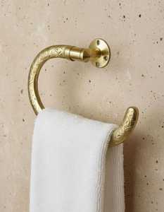 Porte-serviettes mural en laiton de luxe avec extrémités en forme de coquille, décoration moderne pour la maison, porte-serviettes durable, accessoires de salle de bain - Product Image 2