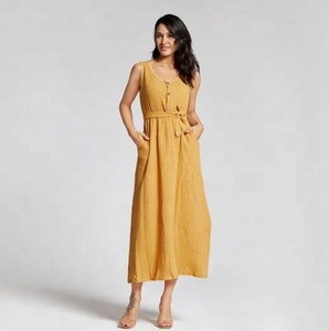 Conjunto de vestido largo y suelto sin mangas para mujer, ropa de complejo turístico sexy, azul a juego, Maxi, ligero, hecho a mano con tela de algodón suave - Product Image 4