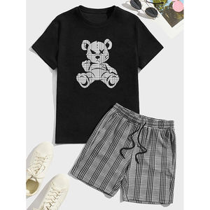 Ensemble de survêtement d'été personnalisé 2 pièces unisexe avec t-shirt et short imprimés à manches courtes pour homme - Product Image 4