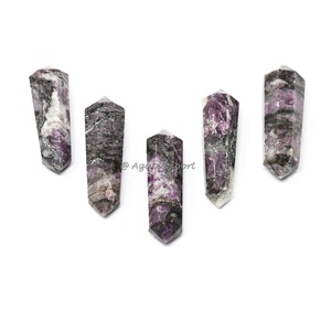 Venta al por mayor de cuarzo transparente natural genuino de doble punta terminada 16 varitas de cristal pulido estilo Vogel facetadas para regalo de meditación - Product Image 2