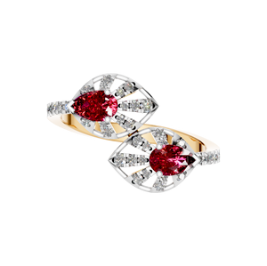 Lujoso anillo de declaración de oro sólido de 14K y 18K para mujer, estilo clásico, corte esmeralda, piedra preciosa de rubí Natural, corte de pera, compra a granel para boda - Product Image 1