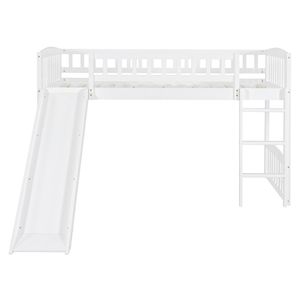 Letto a soppalco bianco singolo con scivolo e scaletta per bambini, prima noto come LT000504AAK - Product Image 4